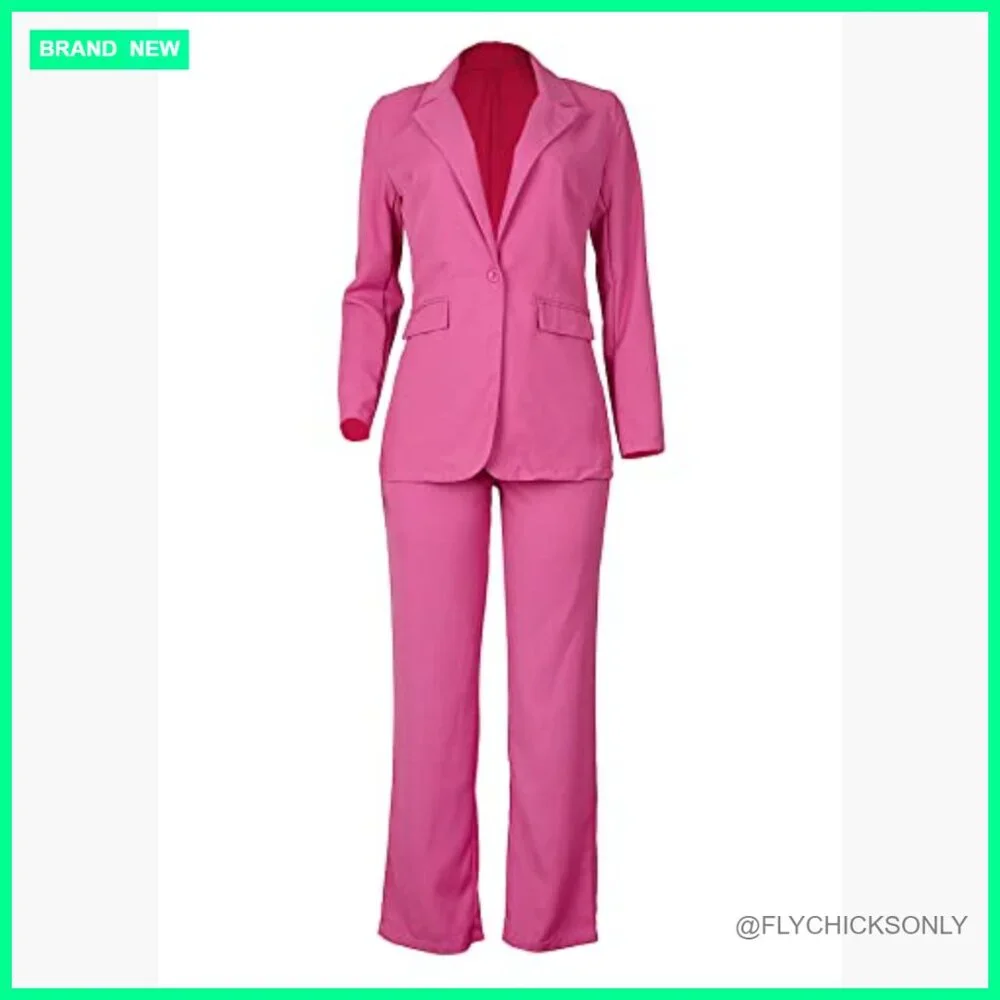 Long Sleeve Blazer and Slim Fit Pants Set Business Outfits - Picture 4 of 7
